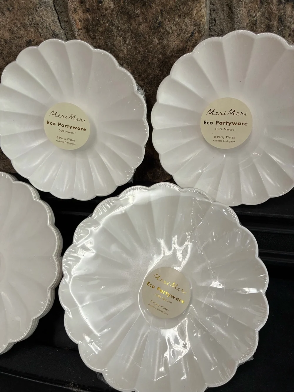 Meri Meri Eco Partyware Spring Flower Party Plates White Four 8-packs 32 Total